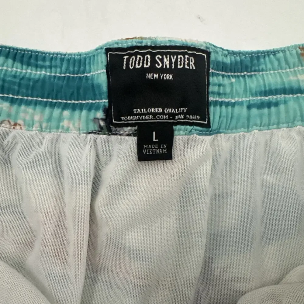 Todd Snyder Montauk Swim Trunks Mens Large Island Palm Tree Beach Board Shorts